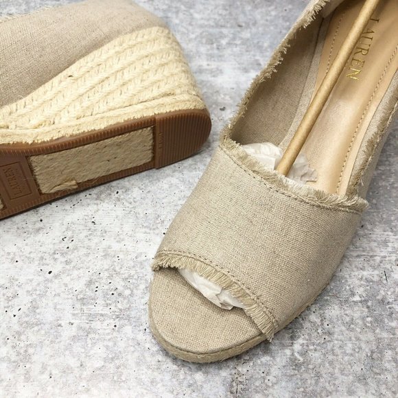 Ralph Lauren Carlynda Flax Linen Wedge Espadrilles - Picture 7 of 8